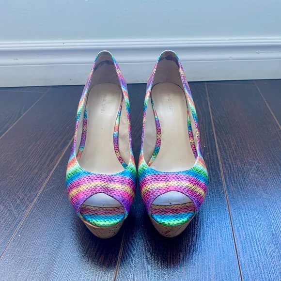 Nine West Rainbow Faux Snakeskin Pattern Wedge - Picture 2 of 5